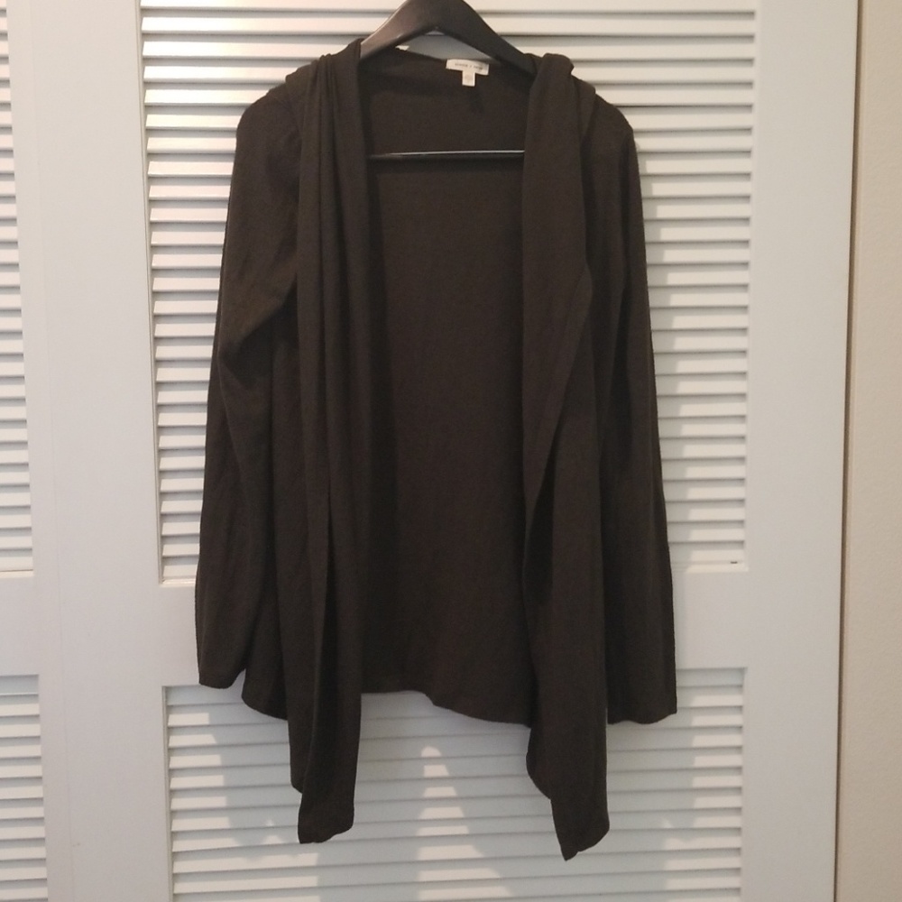 Anthropologie Olive Green Hooded Cardigan